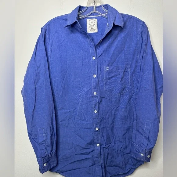 Talula Oxford Boyfriend Fit Button-Up Shirt – Blue XXS - Picture 3 of 8